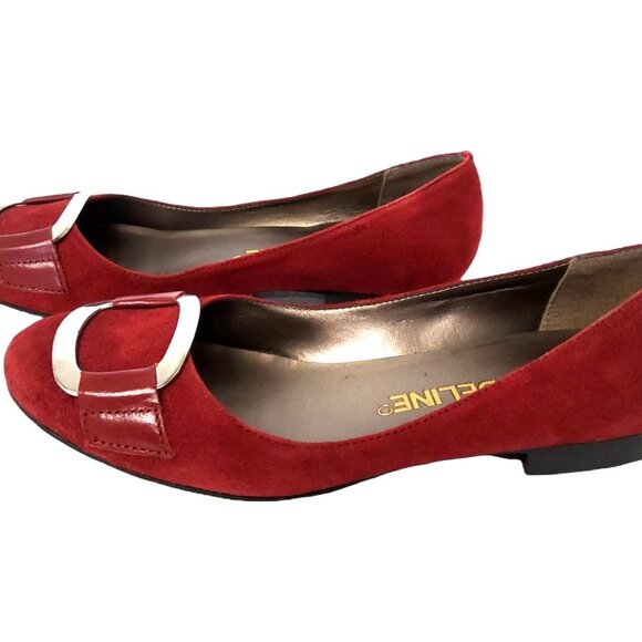 madeline womens "vesty" red suede slip on flats size 6.5m. - Picture 2 of 5